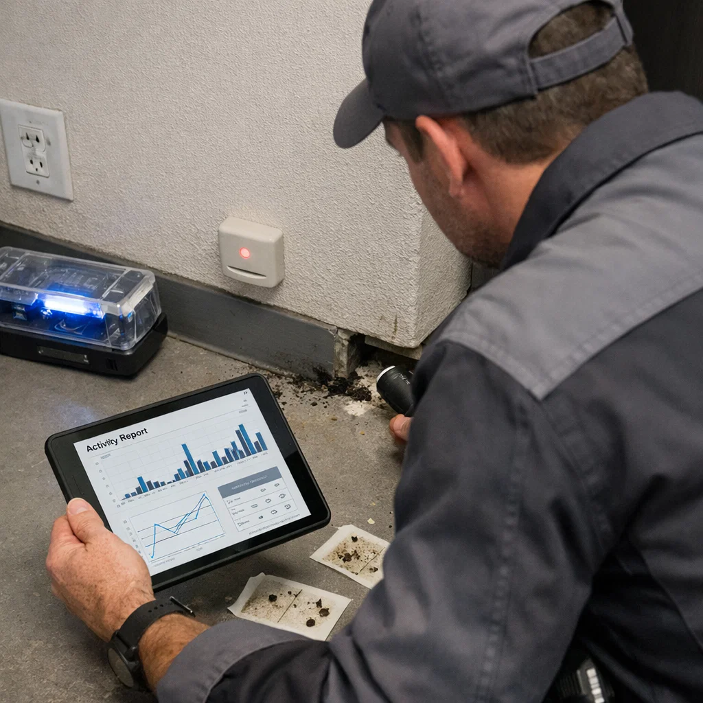 System-based pest analysis and monitoring performed by a pest control engineer